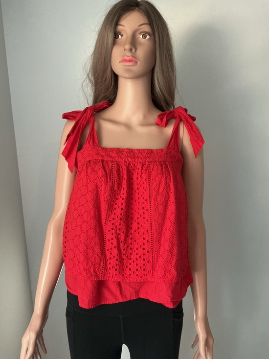 RACHEL Rachel Roy Tops - RACHEL Rachel Roy Red Eyelet Tie-Strap top